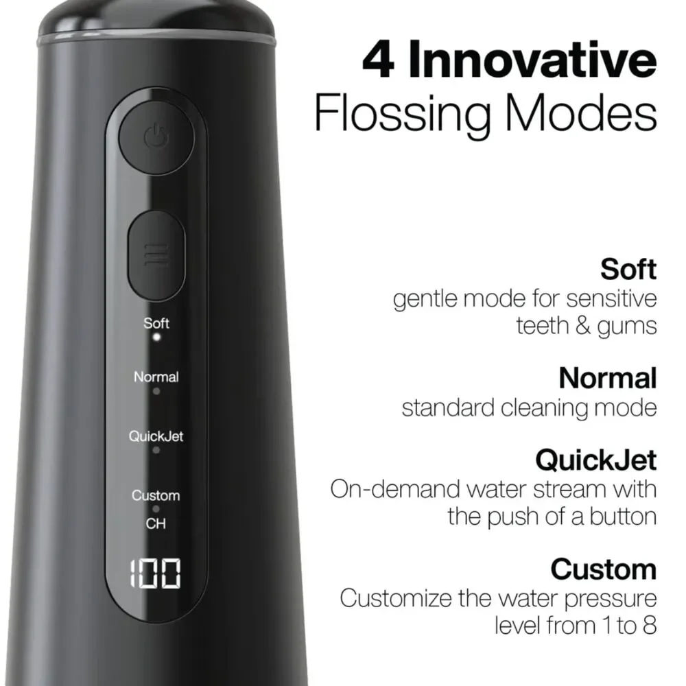 NIB Aquasonic Elite Rechargeable Water Flosser Oral Irrigator in Black